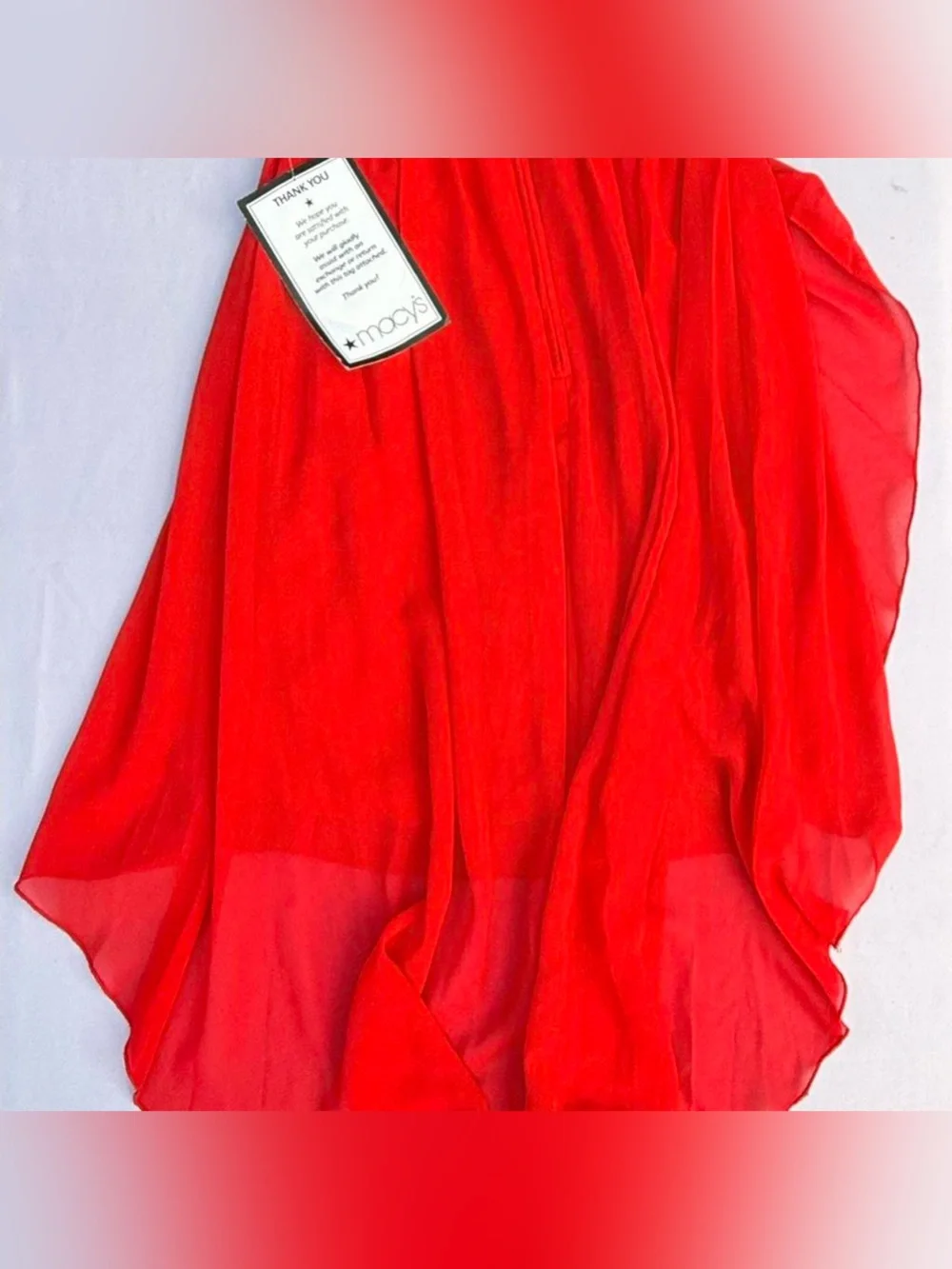 Macy's Vibrant Red Sheer Fashion Scarf